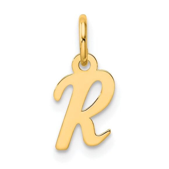 Kazi Luxury 14k Yellow Gold Small Script Letter R Initial Charm - Picture 1 of 4
